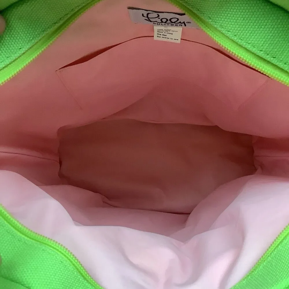 Vintage Lilly Pulitzer Pink Green Beach Tennis Handbag Tote Shoulder Bag Purse
